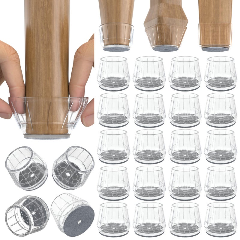 Violibar 24PCS Silicone Chair Leg Floor Protectors for Hardwood Floors, Thicken Rubber Chair Leg Cap Covers, Non Slip Furniture Leg Pads to Protect Wood Tile Floors from Scratches and Reduce Noise - Image 1